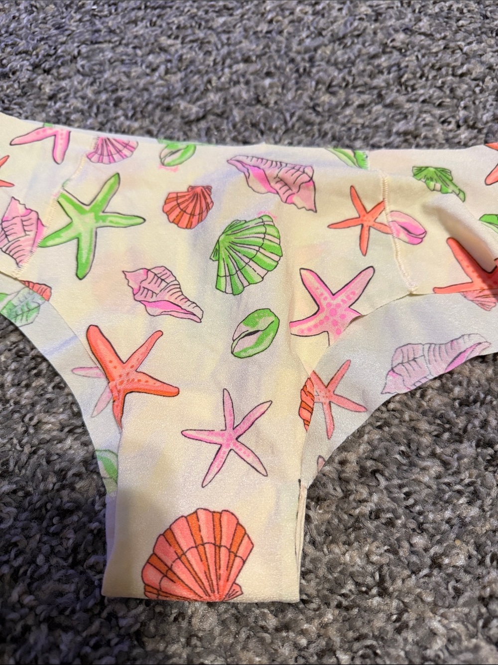 Seashell & Starfish Print Bikini Bottoms - Pastel Coral & Lime